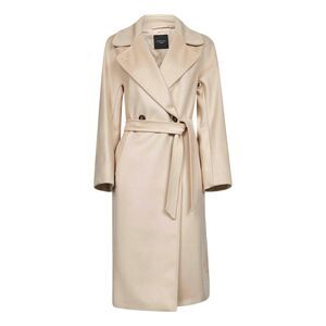 Max Mara Weekend Women Ivory Wool Drap Resina Double-Breasted Coat
